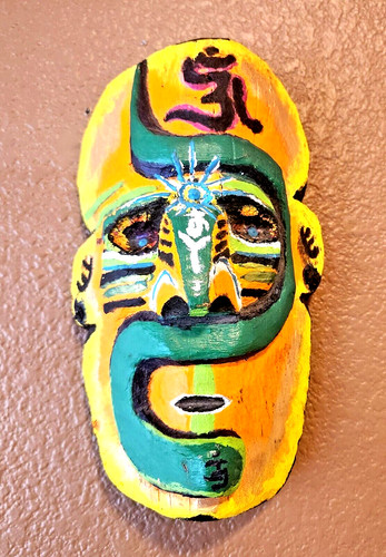 Mask hand carved - wood, unique
