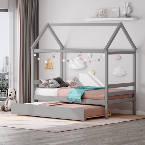 Twin house bed with - house,