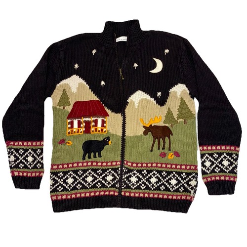 Vintage bear moose cabin - vintage,