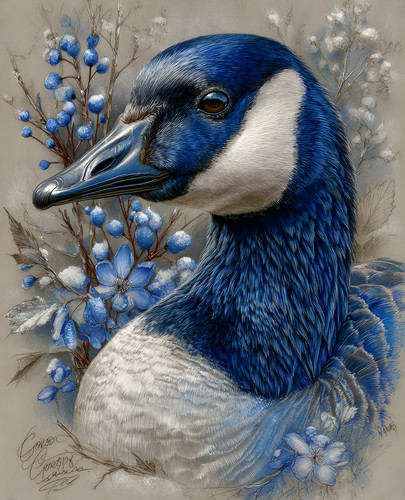 Blue and white - blue, portrait