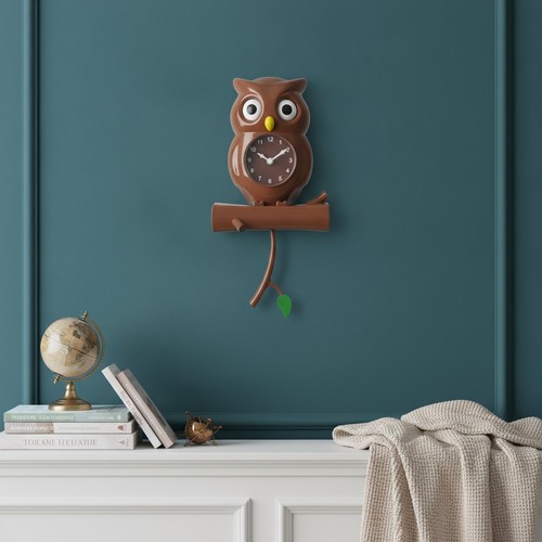 Pendulum owl clock with - pendulum,