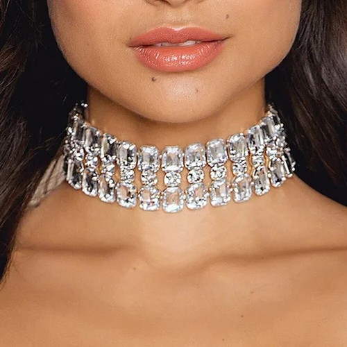 Rhinestone crystal choker - rhinestone,