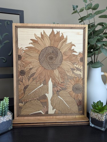 Sunflower wood art - sunflower,