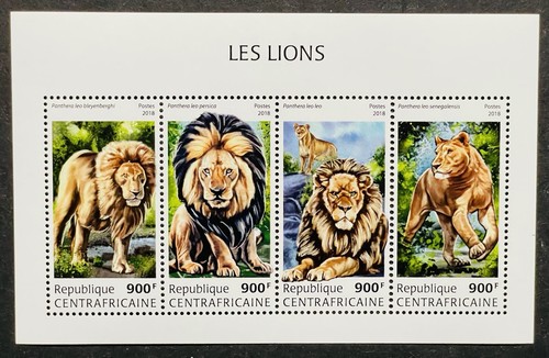 Central africa lions stamps - central,