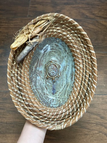 Handwoven pine needle basket - handwoven,