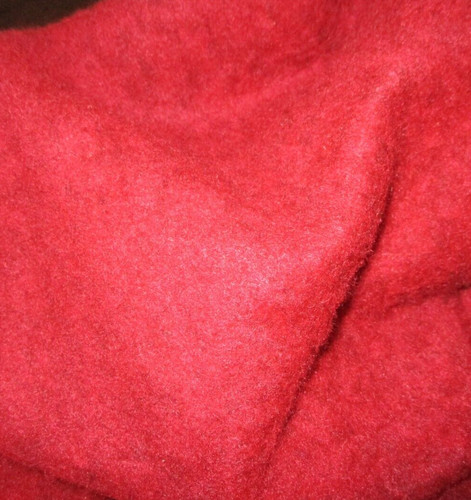 Rich fuzzy brick red faux - rich,