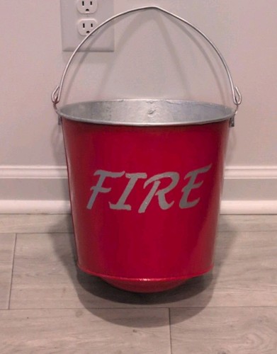 Antique steel fire bucket with - antique,