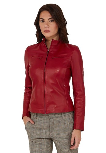 Women red leather jacket - women’s,