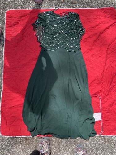 Green beaded formal gown - green,