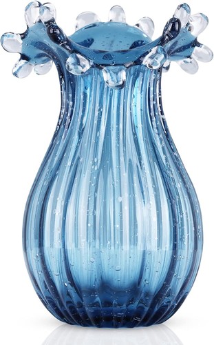 Hand blown blue glass vase - hand,