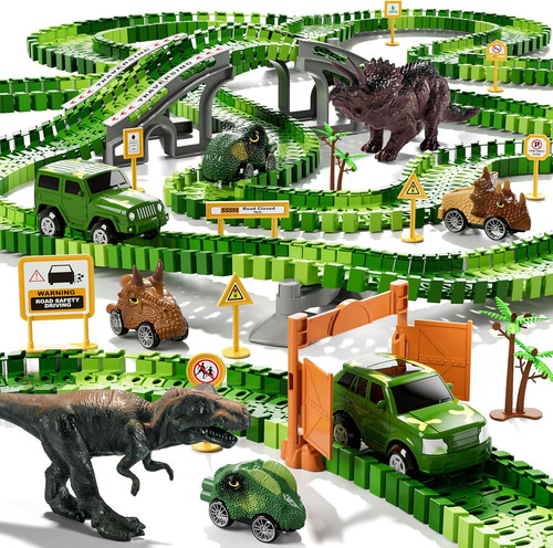 169 pcs dinosaur race car - 169,