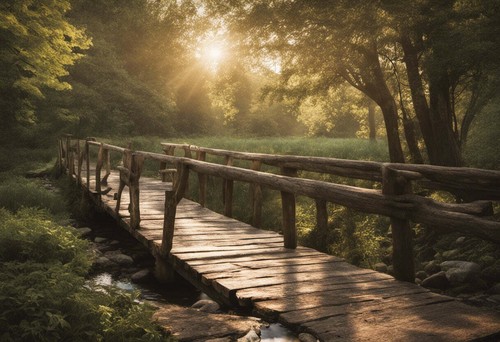Walking bridge sunset - bridge, at