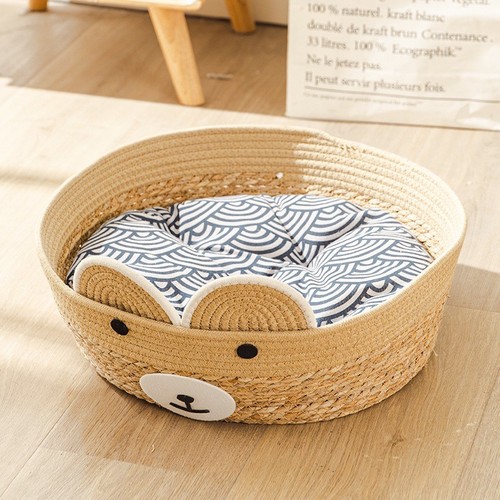 Natural wicker pet bed - natural,