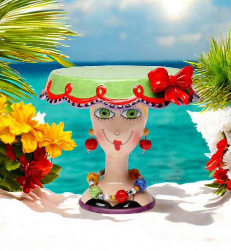 Ceramic lady wearing earrings - ceramic,