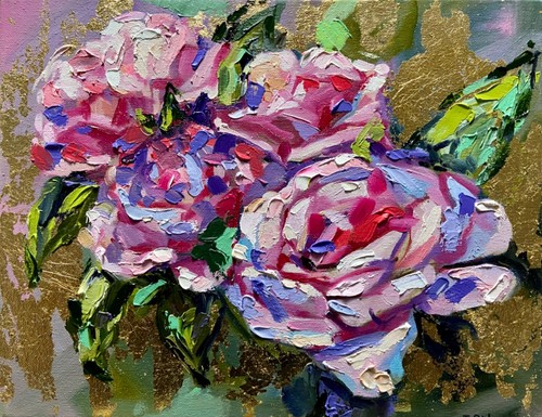 Oil painting original art - original, rose