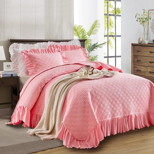 Ruffled quilt bedding set - ruffled,