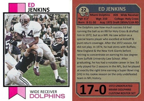 Jenkins miami dolphins 1972 - ed,