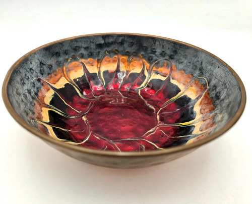 Hammered copper enamel bowl - hammered,