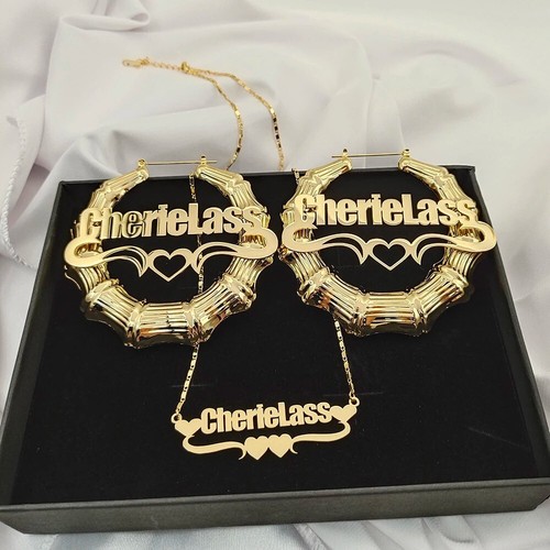 Custom name necklace bamboo - custom,