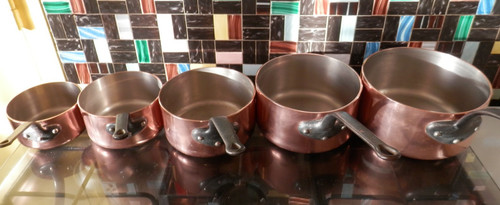 Copper saucepan set with
