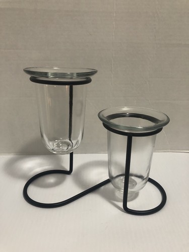 Wrought iron glass votive - wrought, &