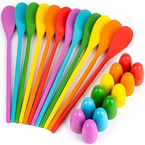 6pcs wooden egg spoon race - wooden,
