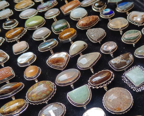 Chunky gemstone mixed rings - gemstone,
