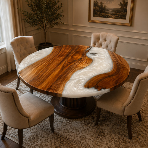 White resin dining - white,