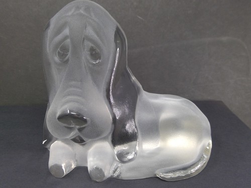 Viking frosted glass hound - glass, dog