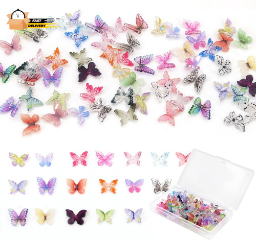 60pcs mini resin butterflies - 60pcs,