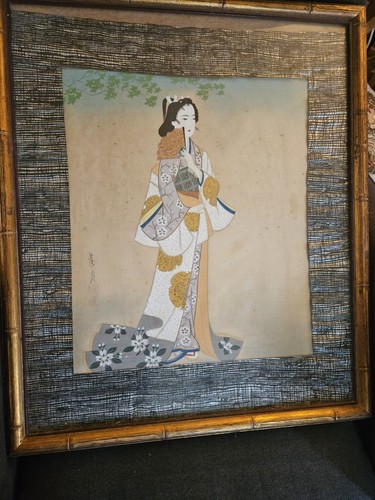 Vtg asian art oriental picture - art,