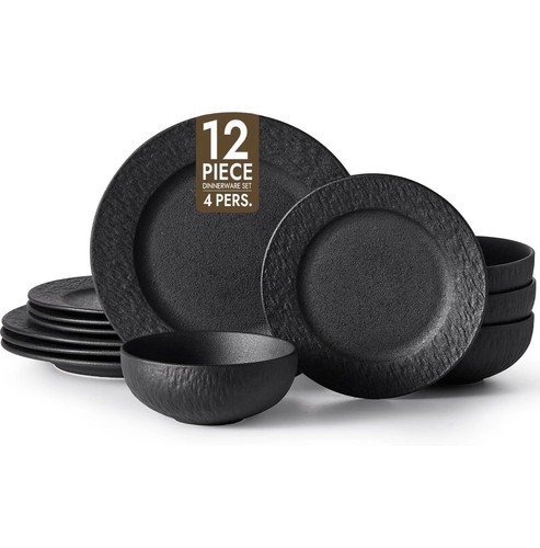 Kingstone black dinnerware - black,