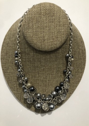 Black silver beaded - &, layered