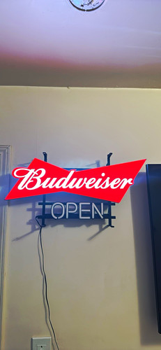 Budweiser lighted open neon - lighted,
