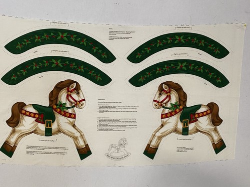 Christmas rocking horse fabric - horse,
