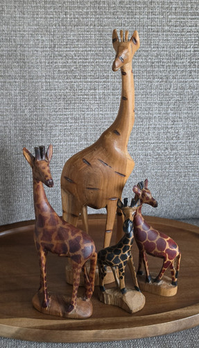 Giraffe carved wood - wood, figurine