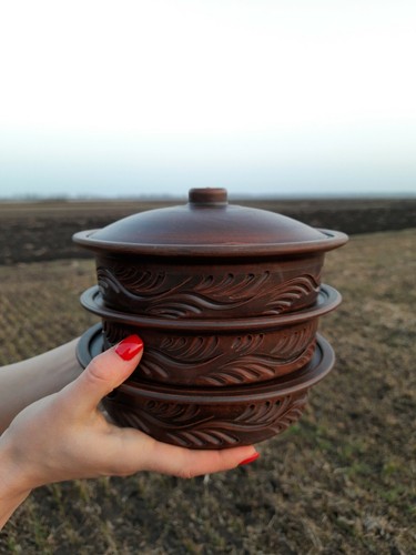 Set handmade pots 1 lid - pots,