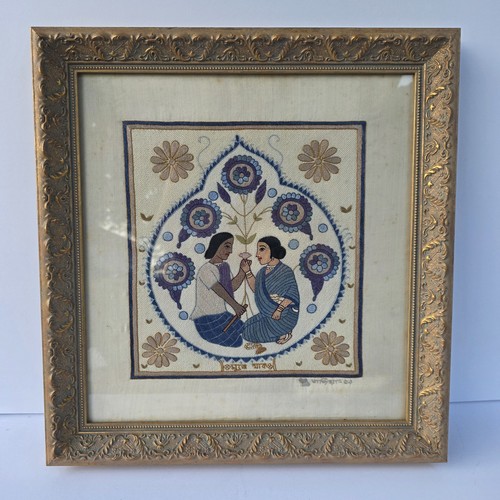 Framed nokshi kantha silk - nokshi,
