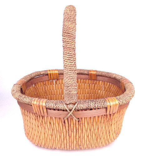 Vintage woven basket with - vintage,