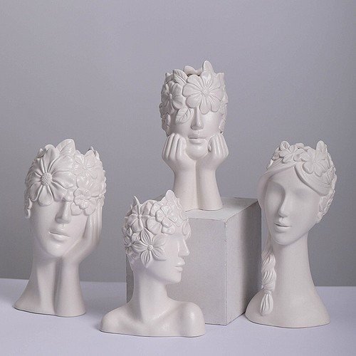 Female head ceramic flower - female,
