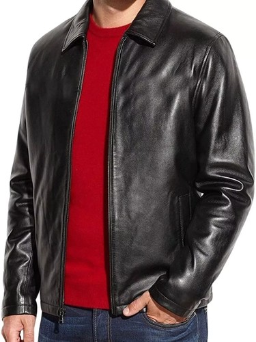 Men 100 real lambskin - men's, black