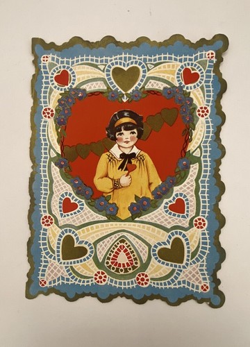 Antique valentine card creepy - antique,