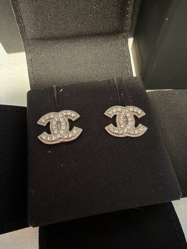 Chanel crystal logo stud - crystal,