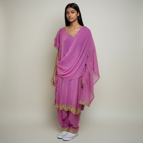 Pink gold punjabi suit - &,