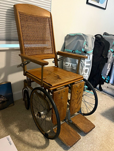 Antique wood wheel chair - antique,