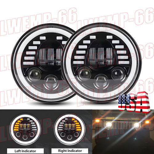 Pair round led headlights - pair,