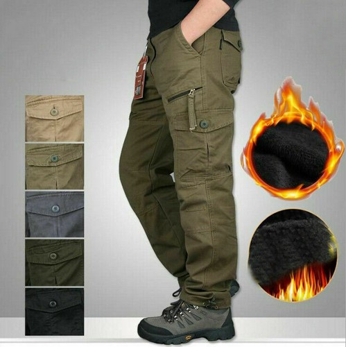 Men winter thermal cargo pants - men,