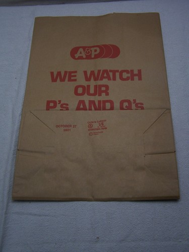 Vintage unused grocery bag - a&p,