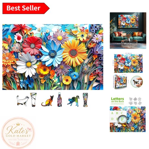 Colorful wildflowers jigsaw - colorful, 3d