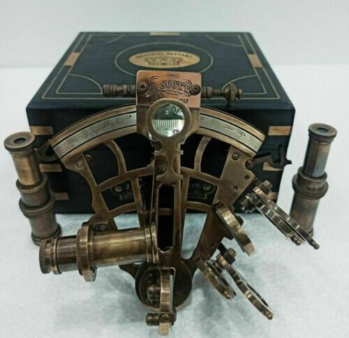 Antique sextant nautical brass - sextant,